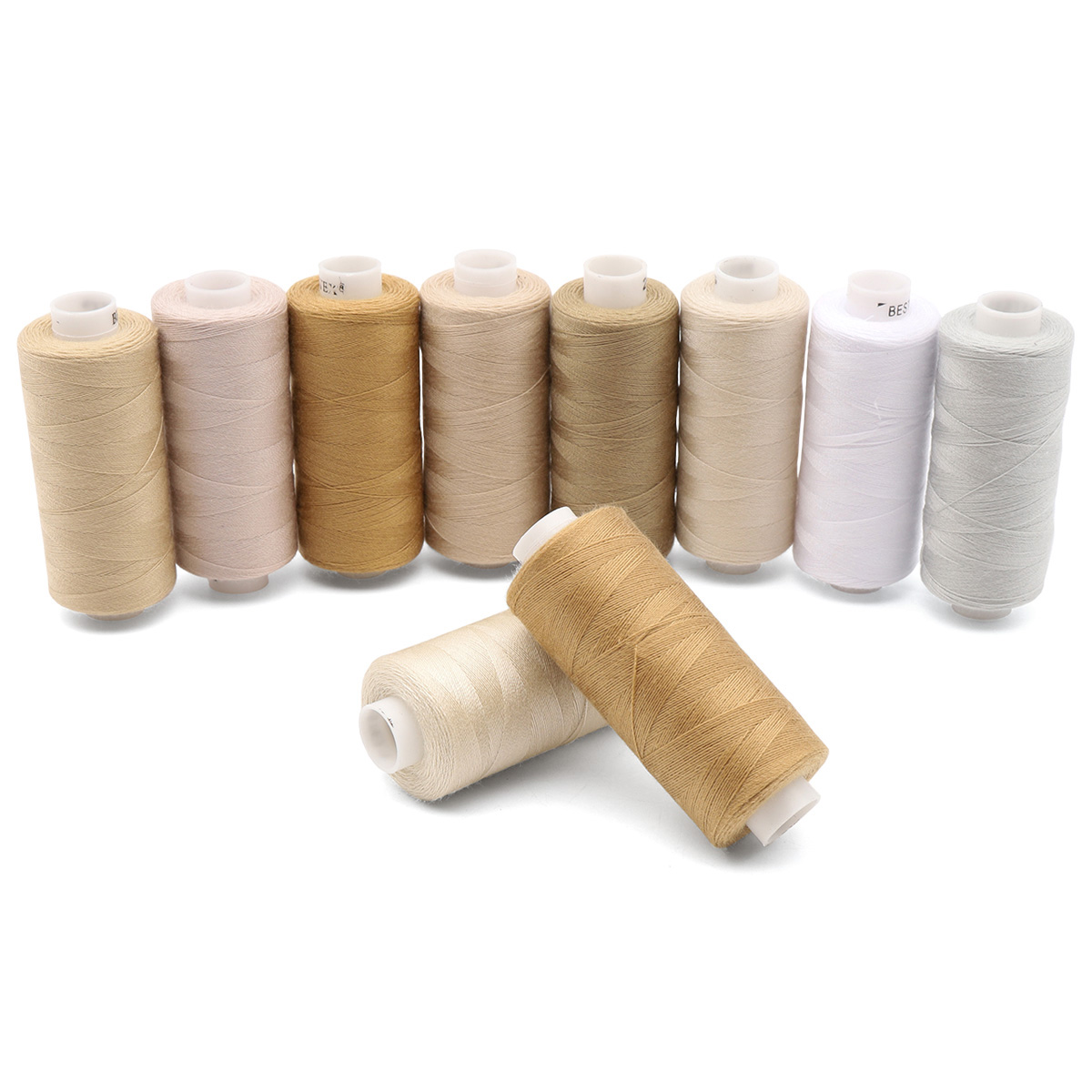 Набор ниток Bestex для шитья трикотажа ткани легкой и средней плотности 40/2 Бежевый микс 365 м 400 ярд 10 шт - фото 1