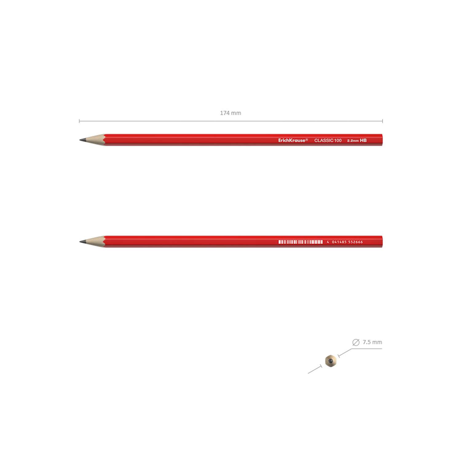 Чернографитный карандаш ErichKrause пластиковый шестигранный Classic 100 HB 12 шт - фото 5