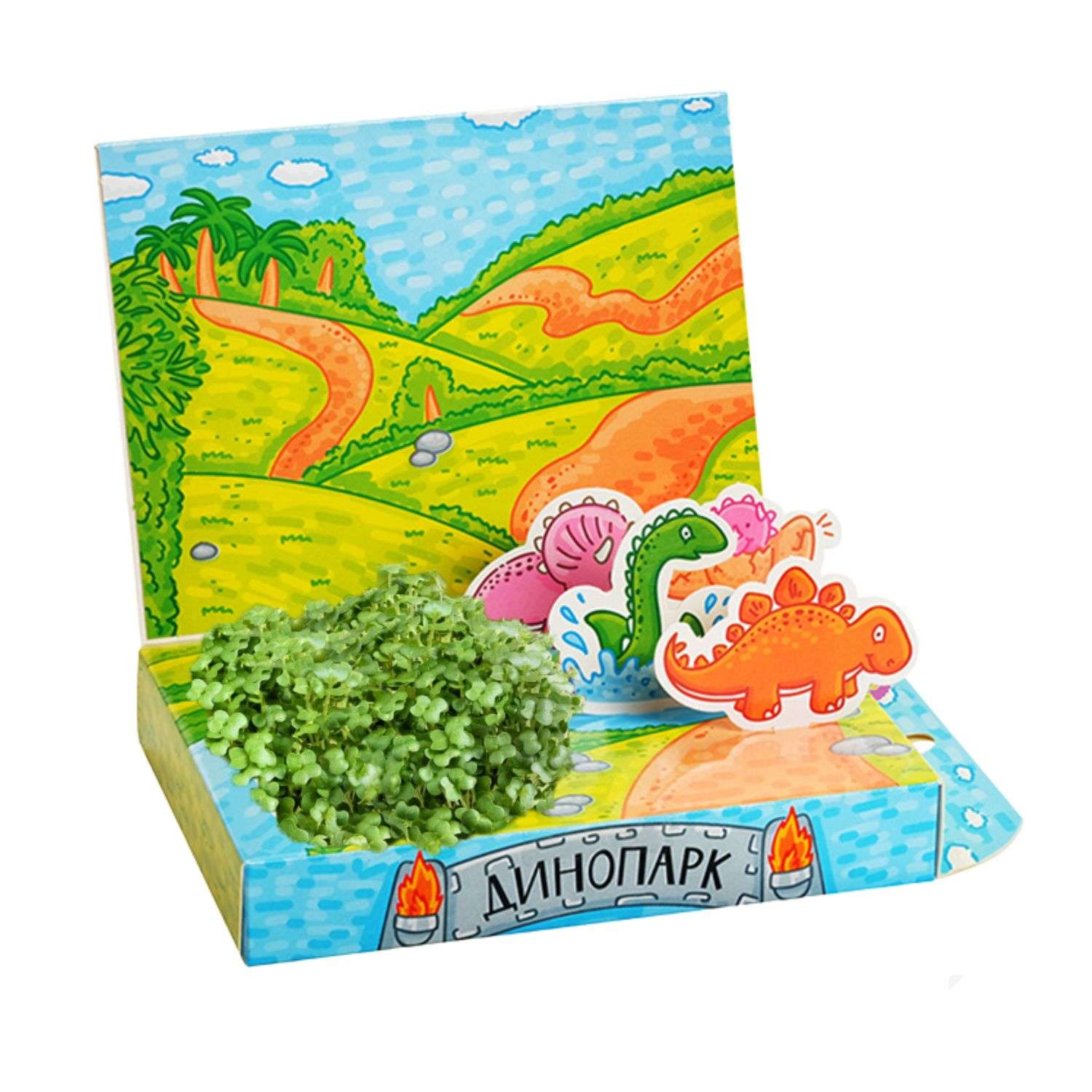Набор для выращивания Happy Plant Вырасти сам микрозелень Живая открытка Динопарк - фото 2