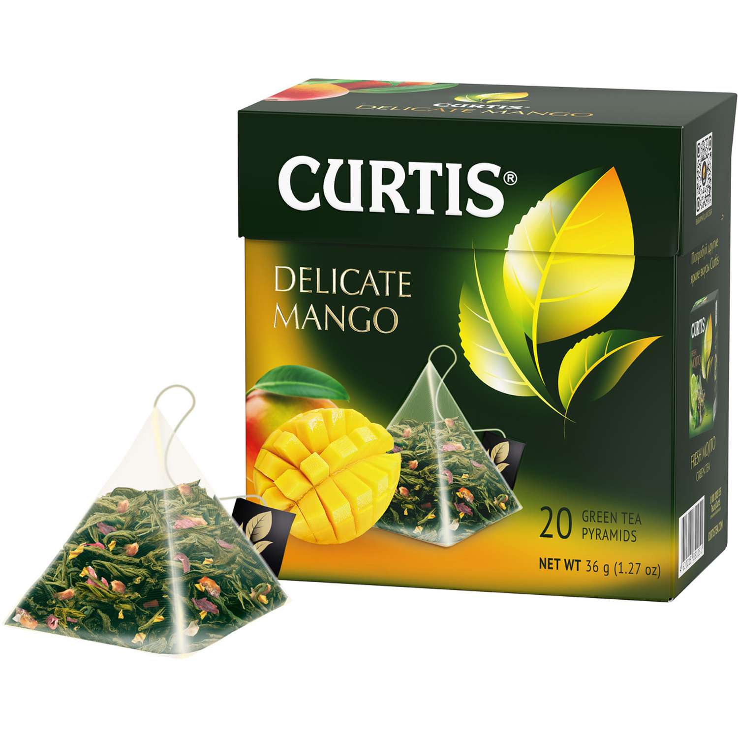 Чай зеленый Curtis Delicate Mango 20 пирамидок с ароматом манго кусочками ананаса и лепестками цветов - фото 3