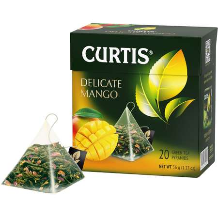 Чай зеленый Curtis Delicate Mango 20 пирамидок с ароматом манго кусочками ананаса и лепестками цветов