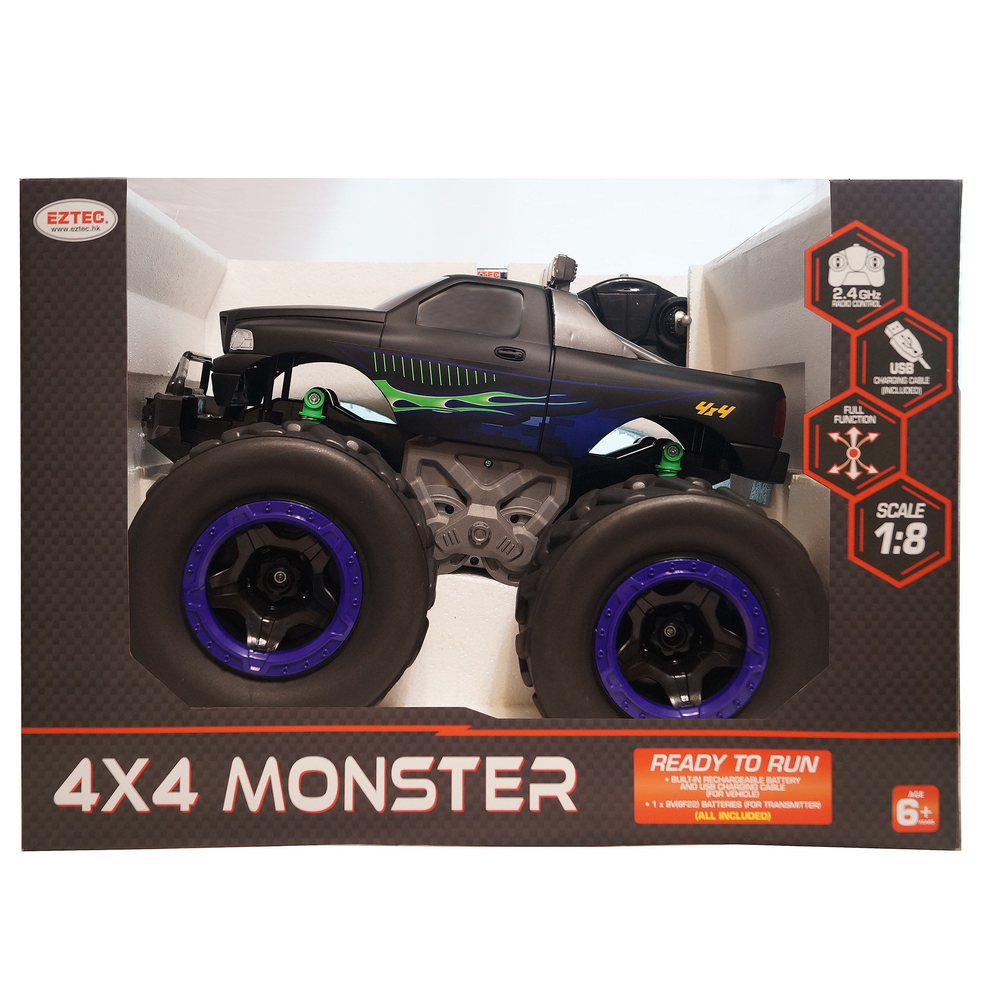 Машина Eztec РУ 1:8 Monster Truck 4х4 99933 купить по цене 4999 ₽ в  интернет-магазине Детский мир