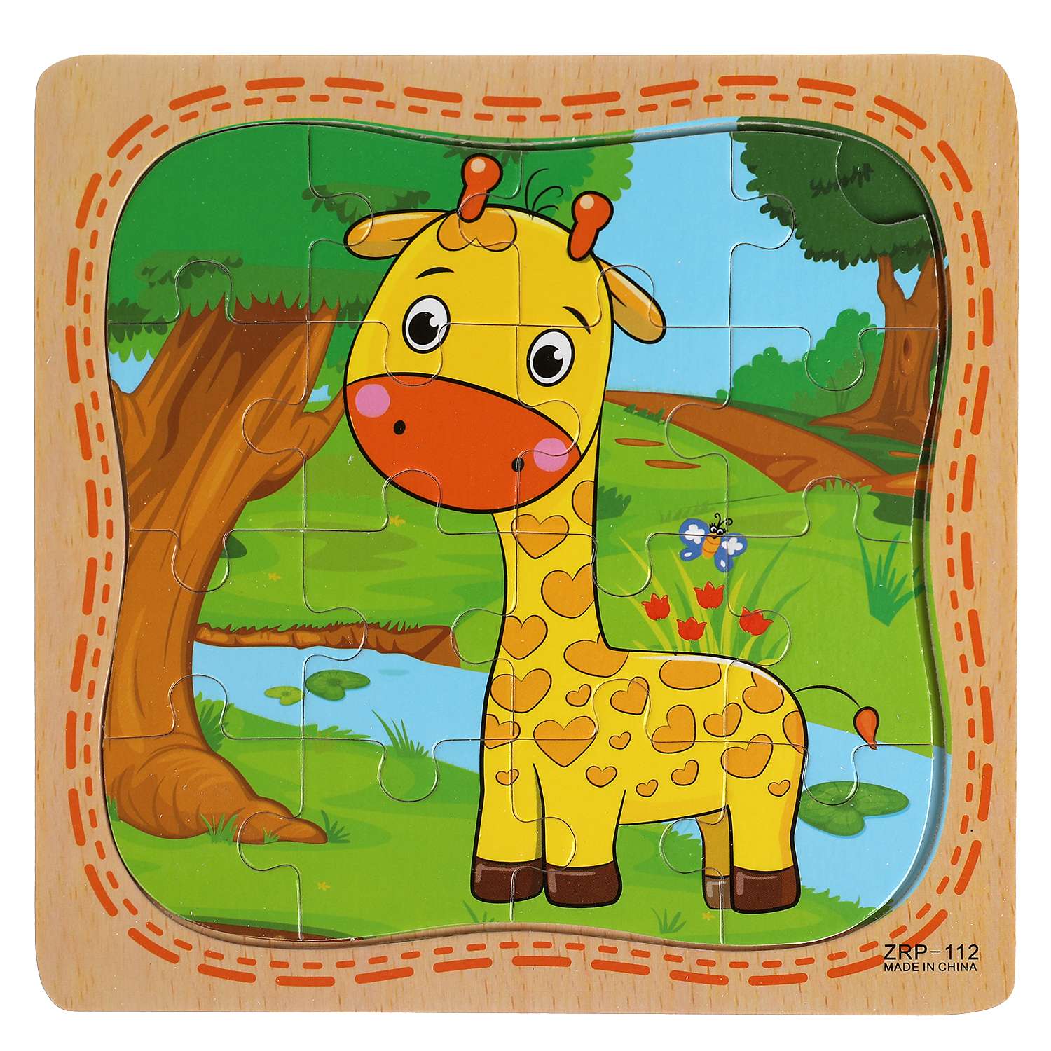 Игрушка деревянная Буратино Пазл жираф - фото 1