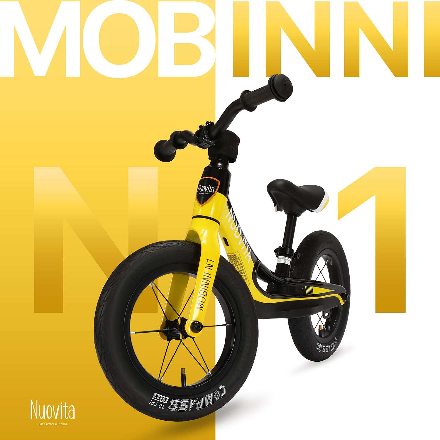 Беговел Nuovita Mobinni N1 Черно-желтый - фото 1