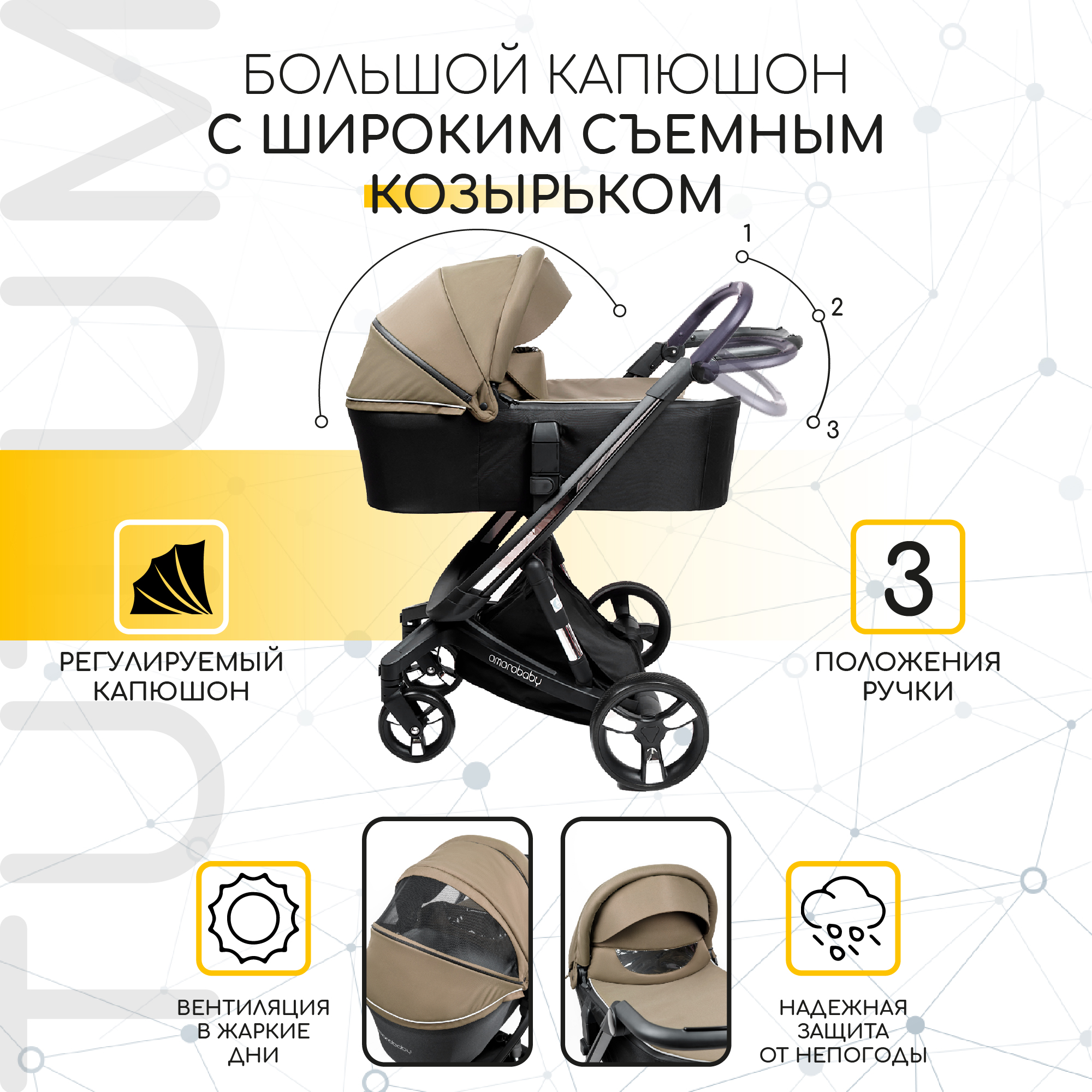 Коляска 2в1 AmaroBaby Tutum Бежевый - фото 7