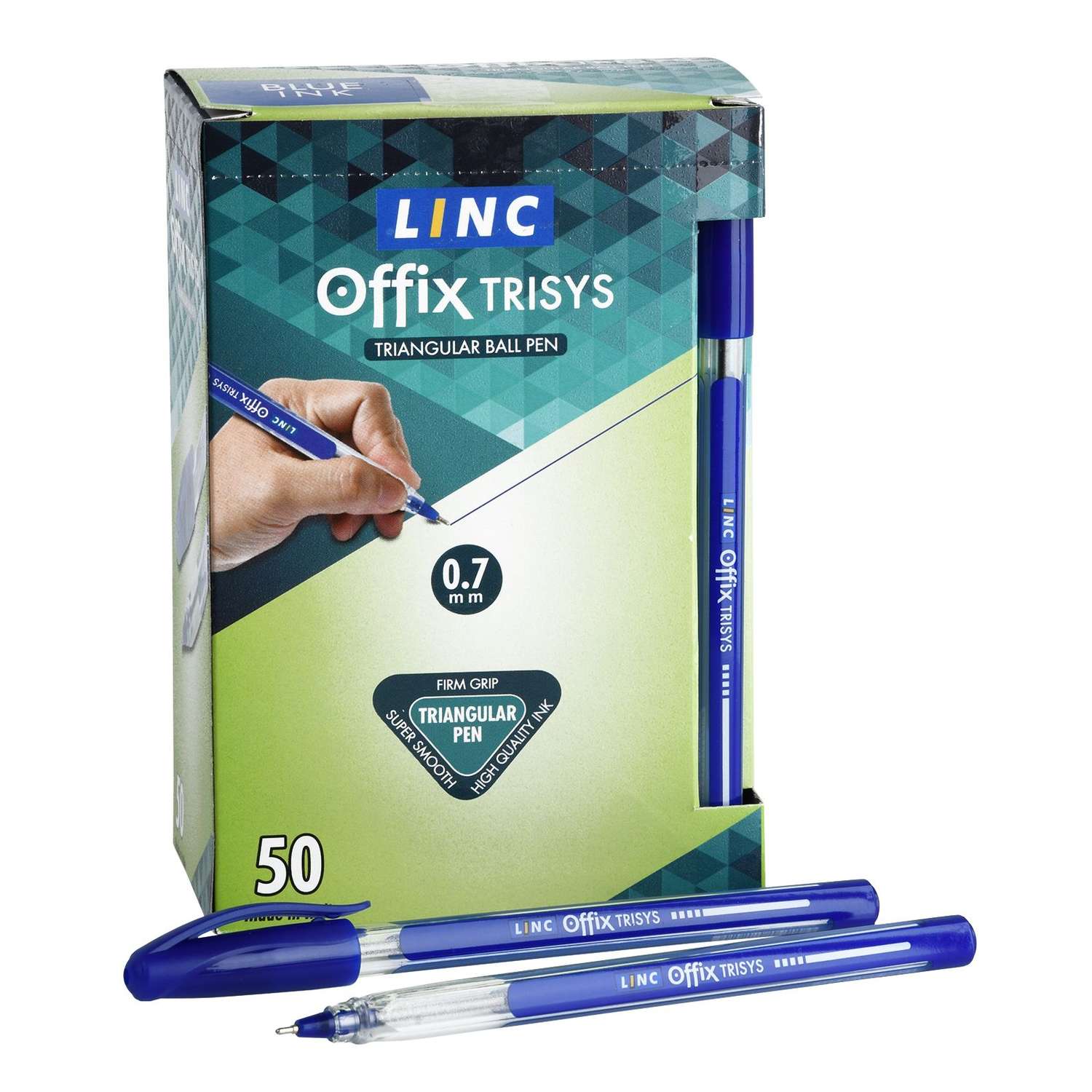 Набор LINC ручек шариковых TRISYS синие чернила 50 шт - фото 1