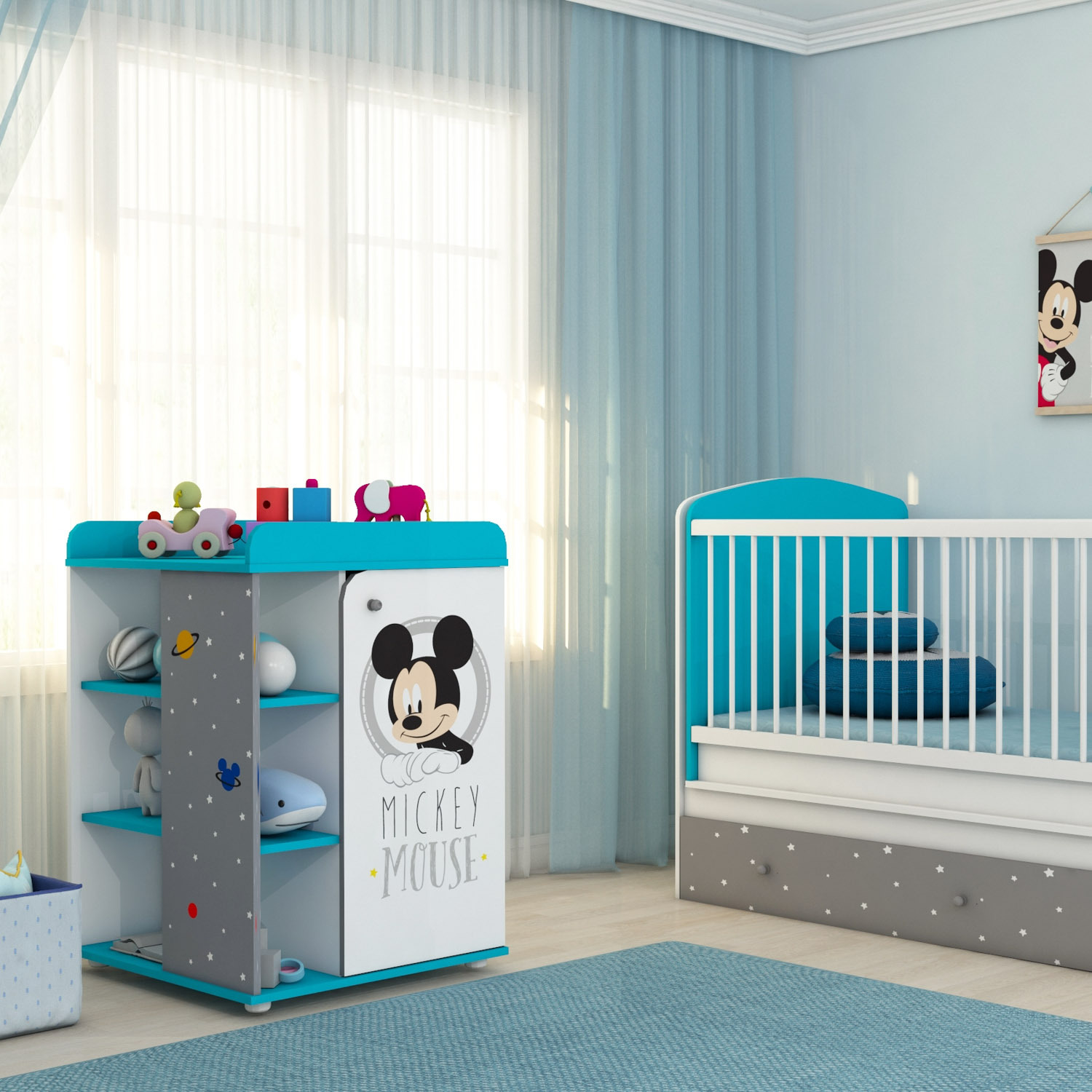 Комод Polini kids Disney baby Микки Маус с дверью Белый-Серый - фото 7