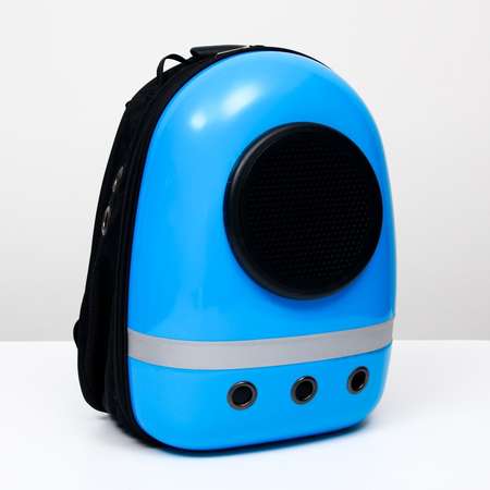 Рюкзак для переноски животных Пижон с окном для обзора и светоотражающей полосой синий