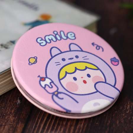 Зеркало карманное iLikeGift Smile cat hat pink с увеличением