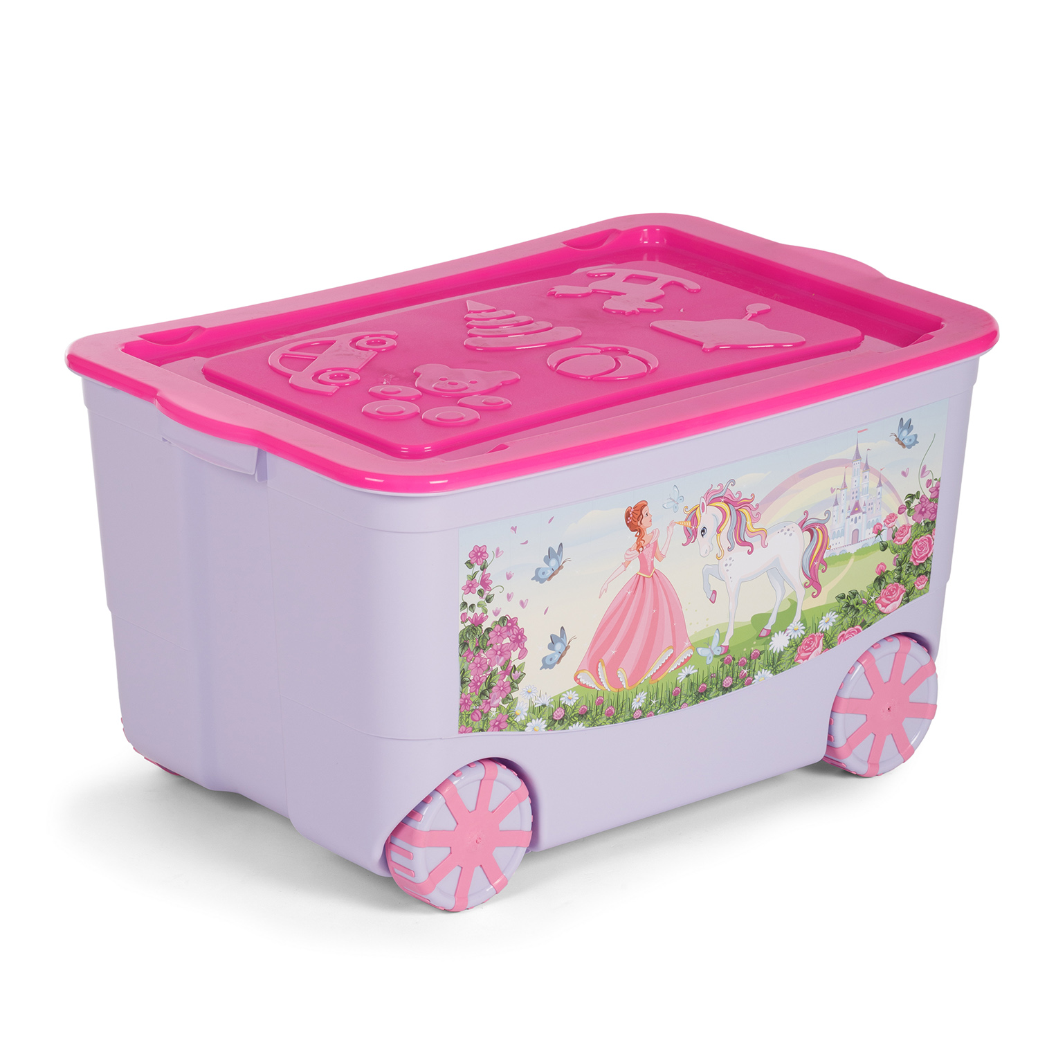 Ящик для игрушек elfplast KidsBox на колёсах лавандовый розовый - фото 3