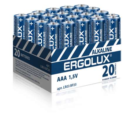 Батарейка мизинчиковая Ergolux Alkaline LR03 BP-20 (промо/LR03 BP20/ААА 1.5В) 20шт