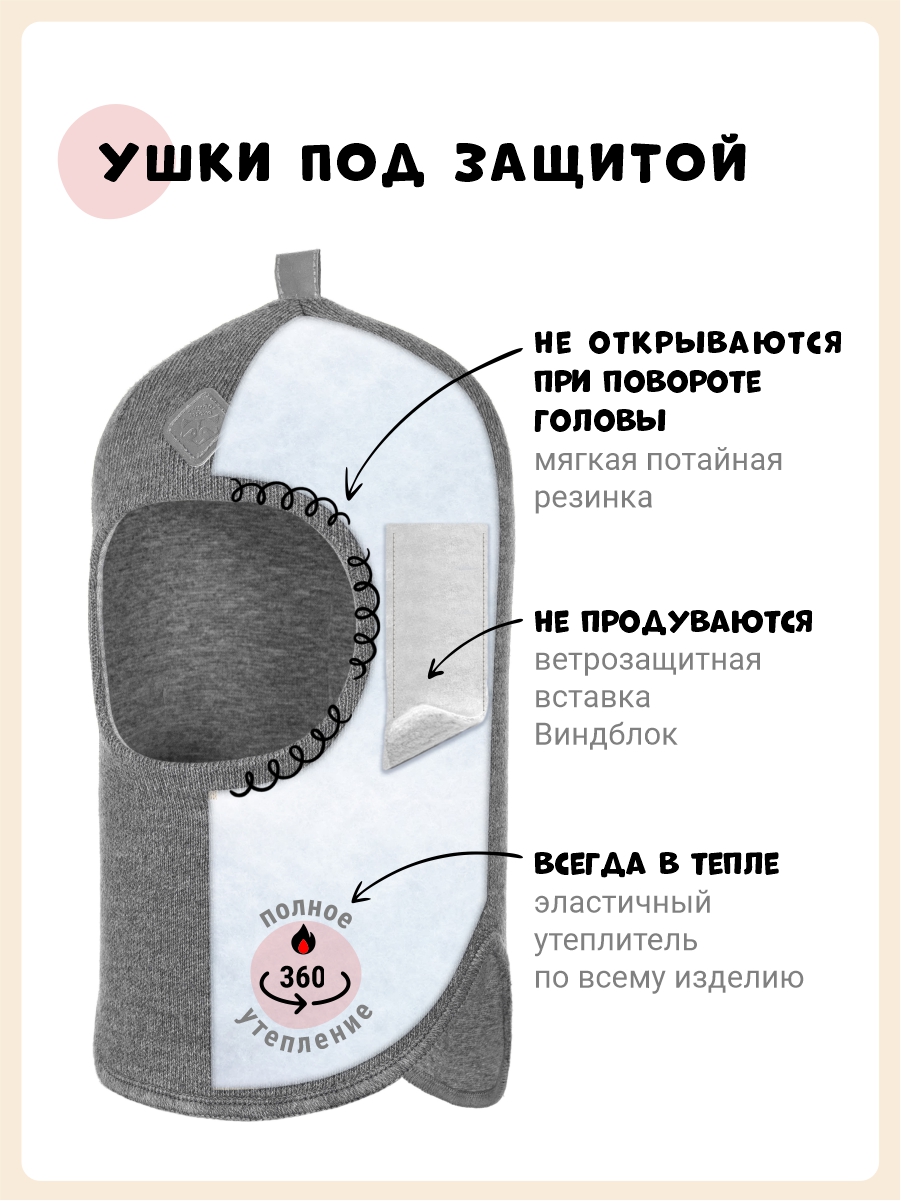 Шапка-шлем Чудо-Кроха Cbz-48_темно-серый - фото 4