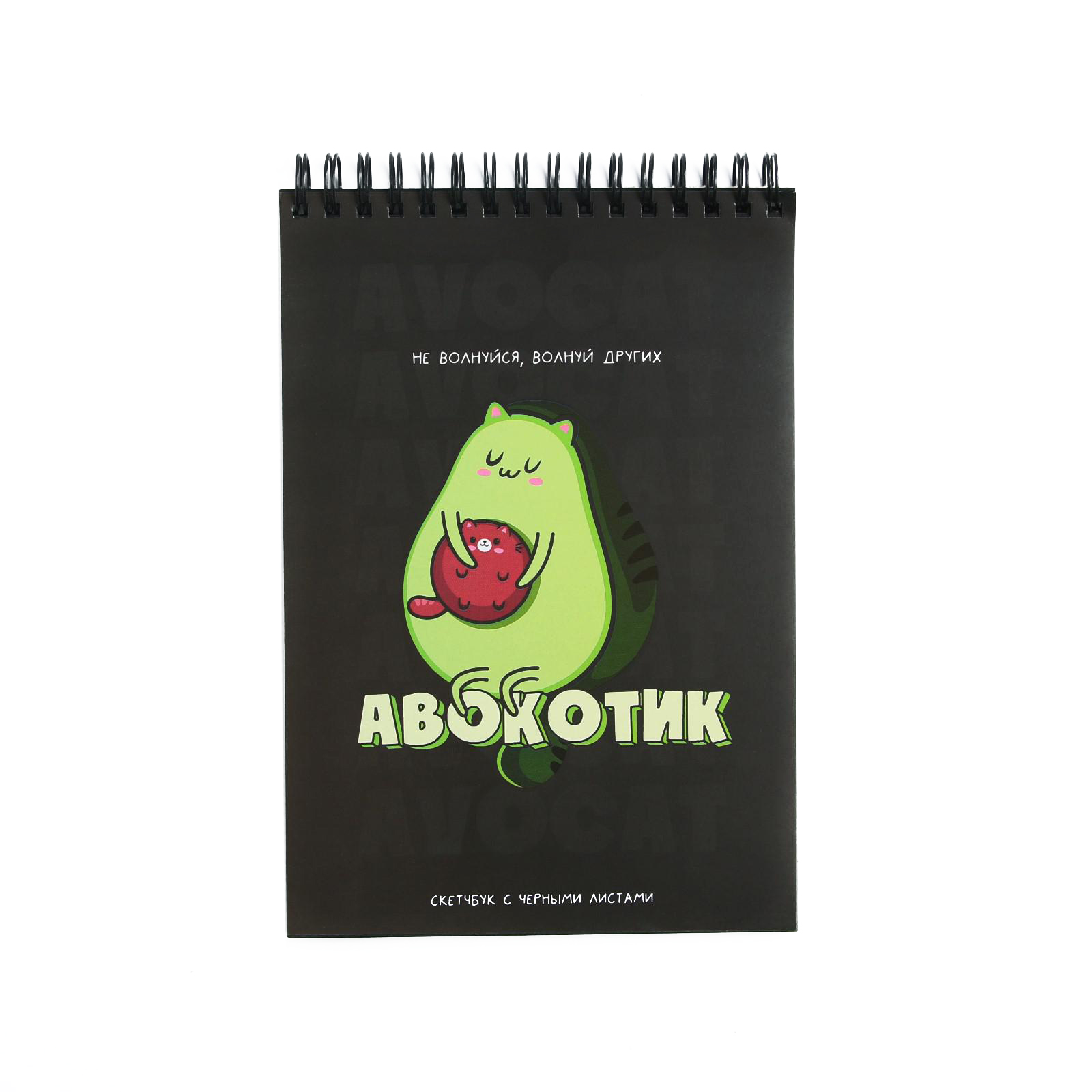 Скетчбук с черными листами ArtFox Авокот А5 40 л - фото 1
