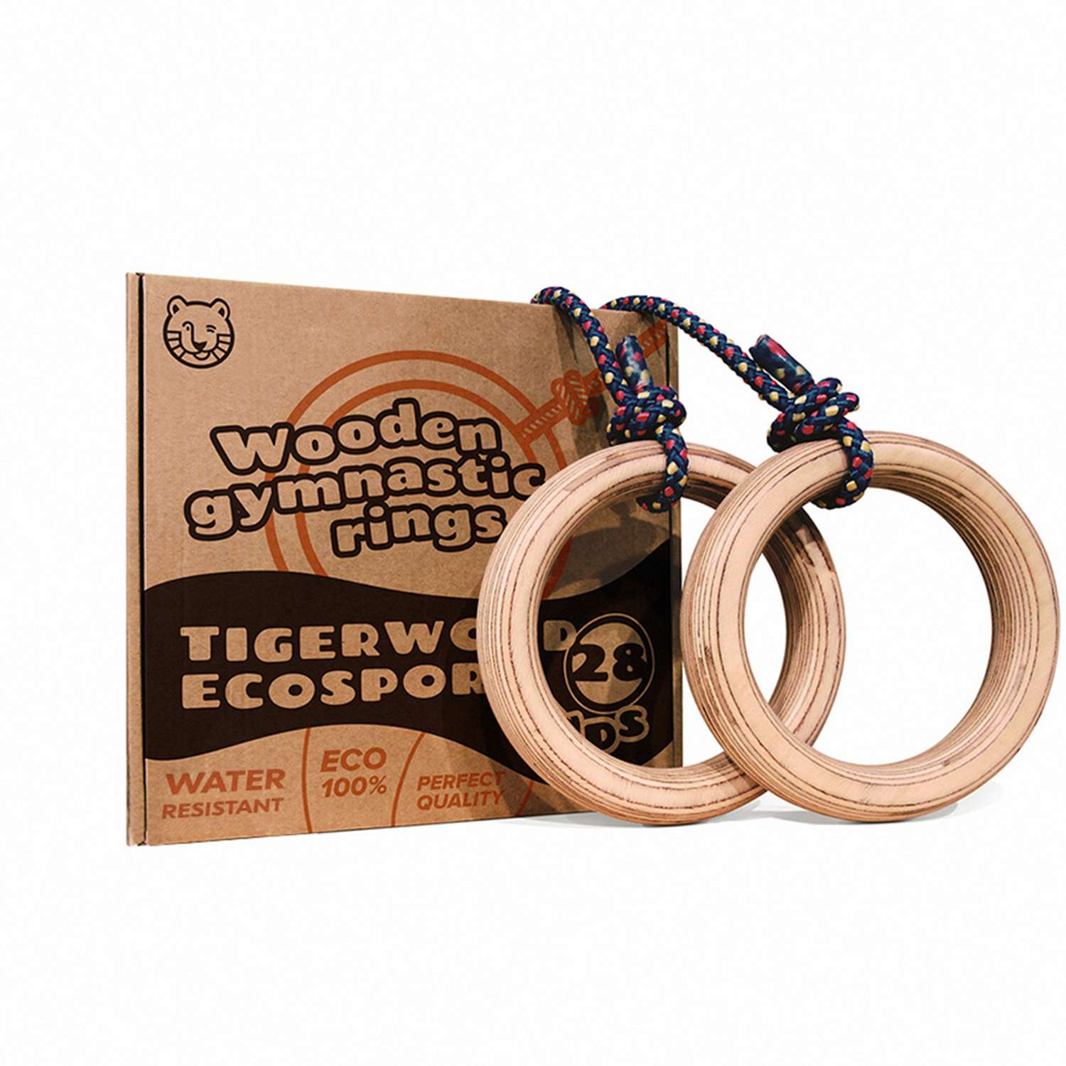 Гимнастические кольца TigerWood EcoSport28kids для детей спортивные на канатах - фото 1