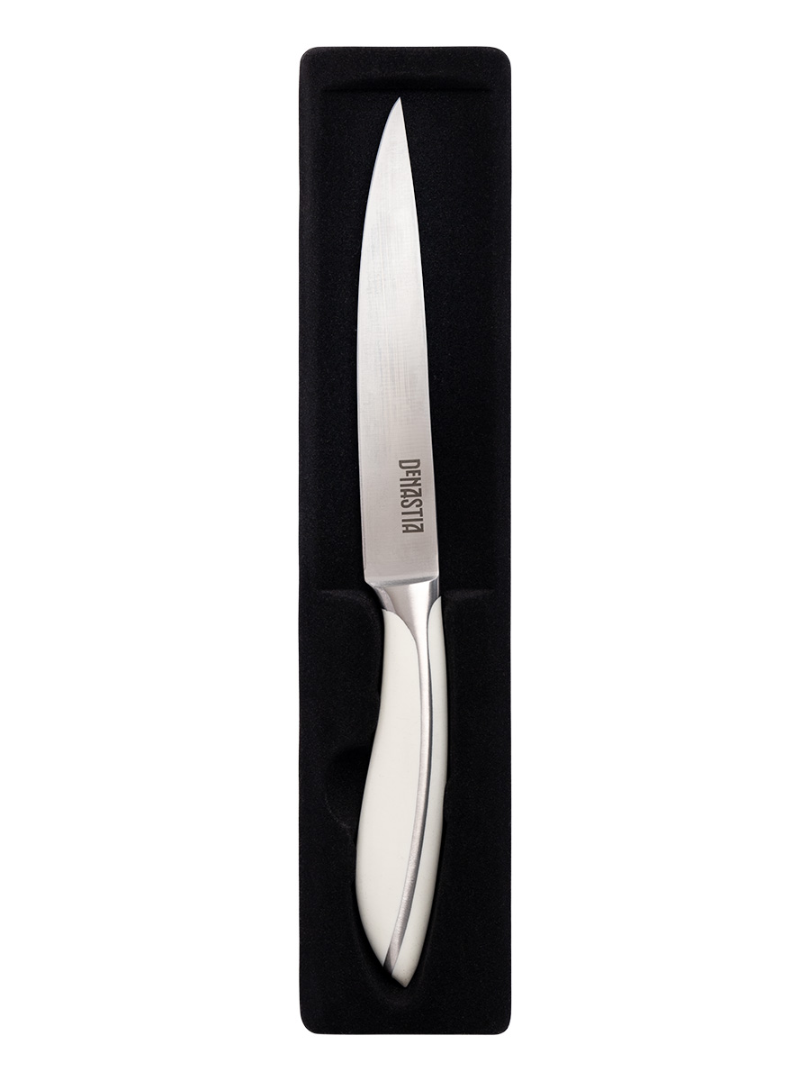 Нож кухонный DeNASTIA универсальный белая ручка длина клинка 13 см - фото 4