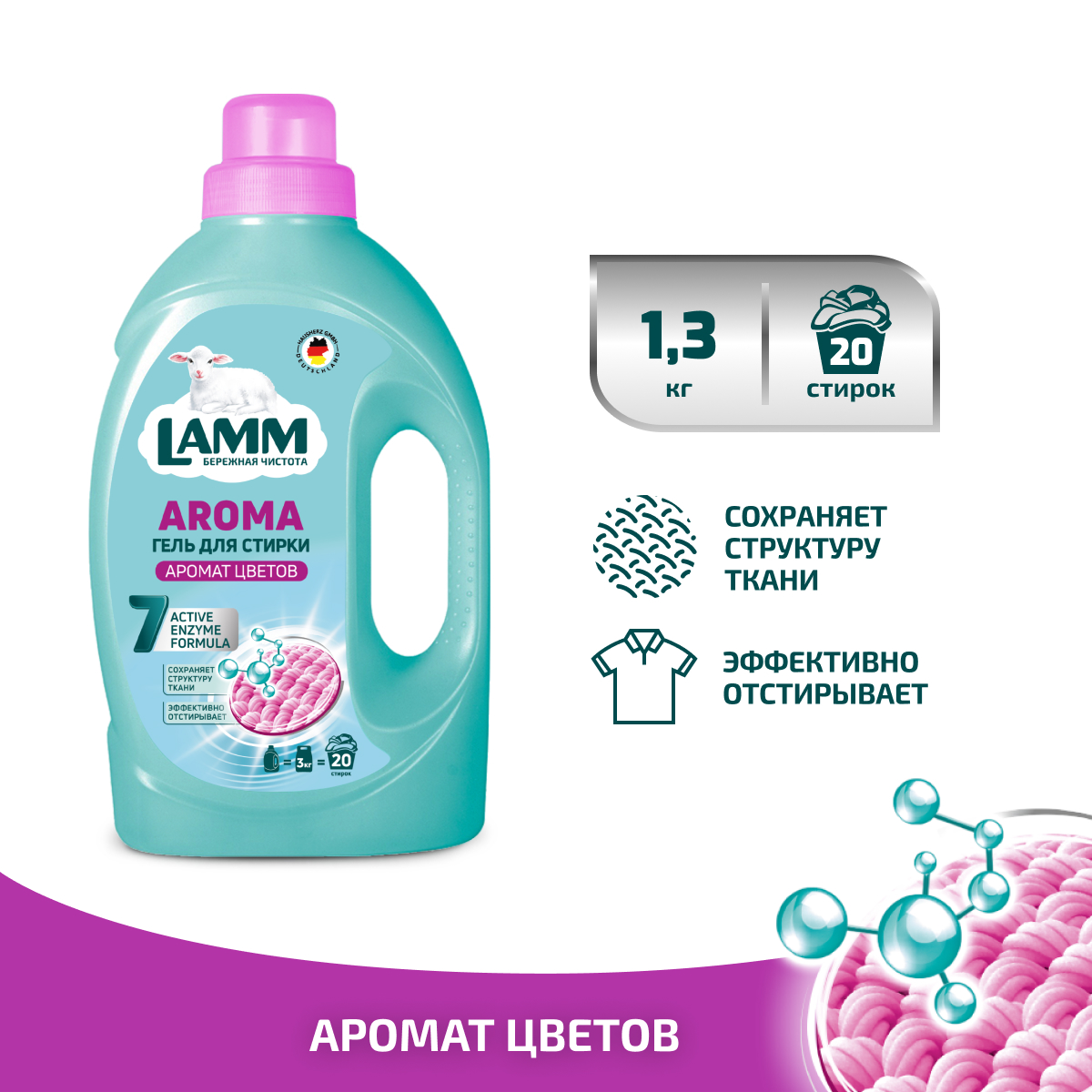 Гель для стирки LAMM Aroma 1.3л - фото 1