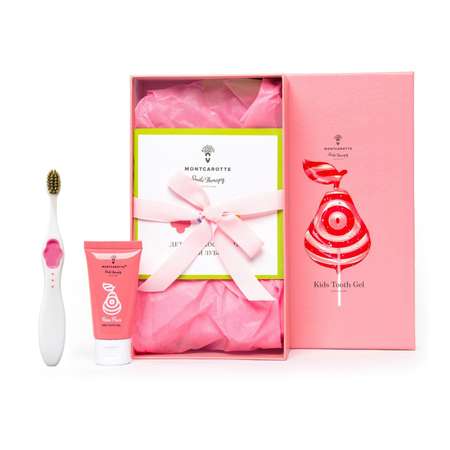 Подарочный набор Montcarotte гелеобразная зубная паста Розовая Груша + Зубная щетка Розовая