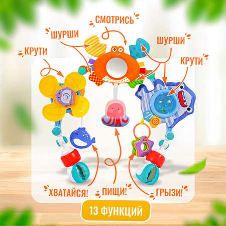 Игровая дуга в кроватку ТИМОША или коляску Океан трансформер с подвесками