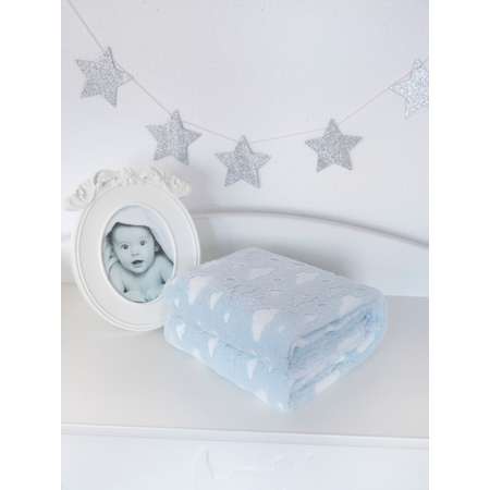 Плед плюшевый Baby Nice MICRO FLANNEL Облака 100х140 см голубой