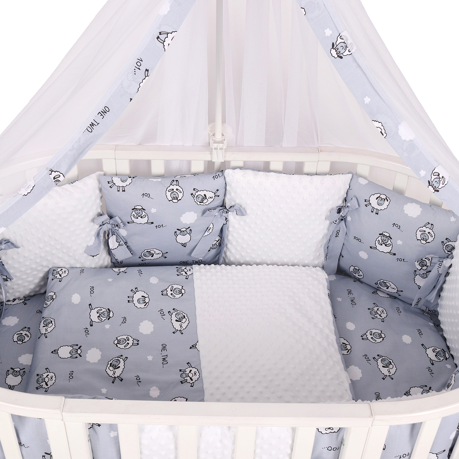 Комплект постельного белья Amarobaby Exclusive Soft Collection 101 Барашек 7предметов Серый - фото 5