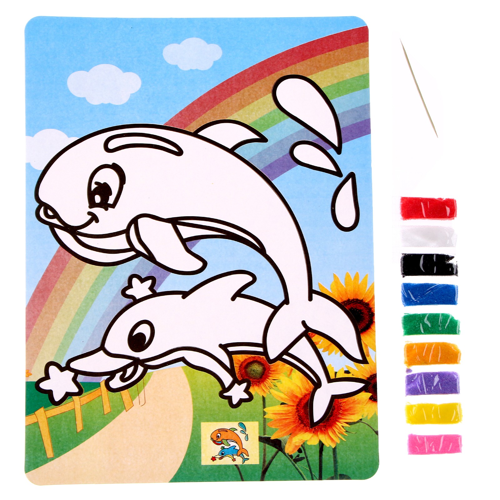 Фреска Школа Талантов с цветным основанием «Дельфины». 9 цветов песка - фото 1