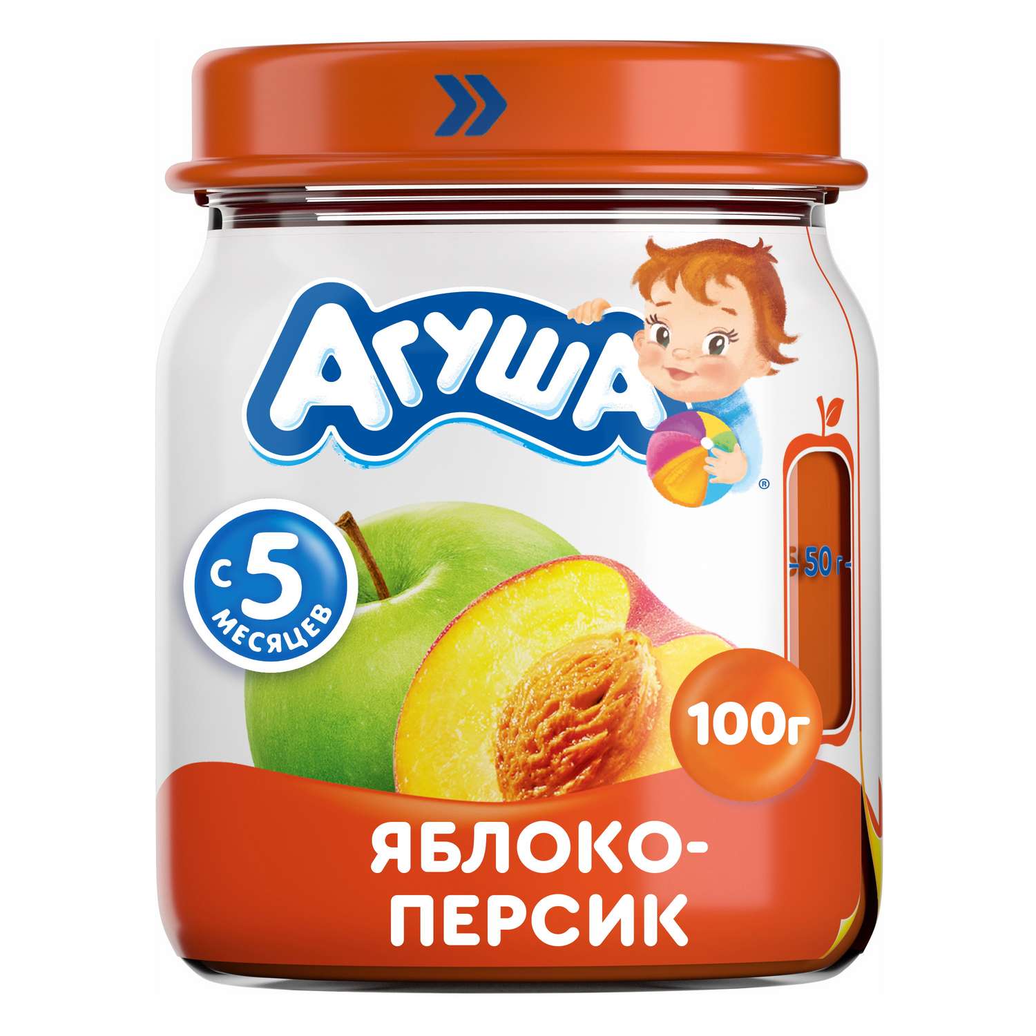 Пюре Агуша яблоко-персик 100г с 5месяцев - фото 1