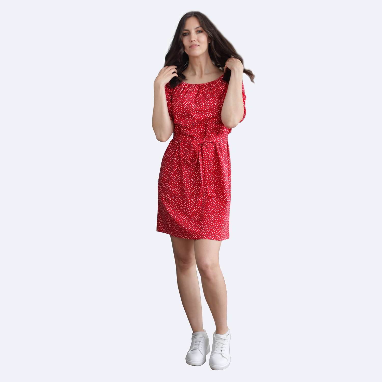 Платье Агапэ 5109_красный горошек - фото 1