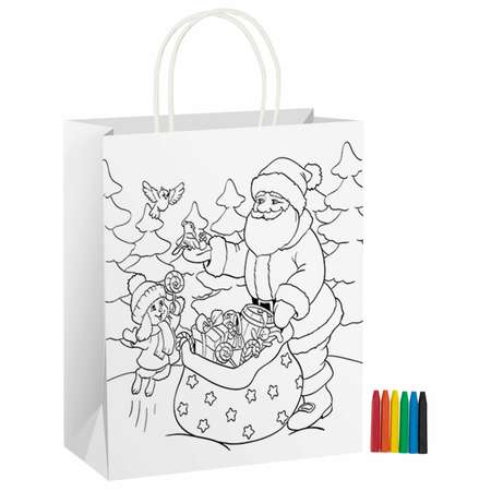 Подарочные пакеты Золотая сказка раскраска новогодние для упаковки крафт
