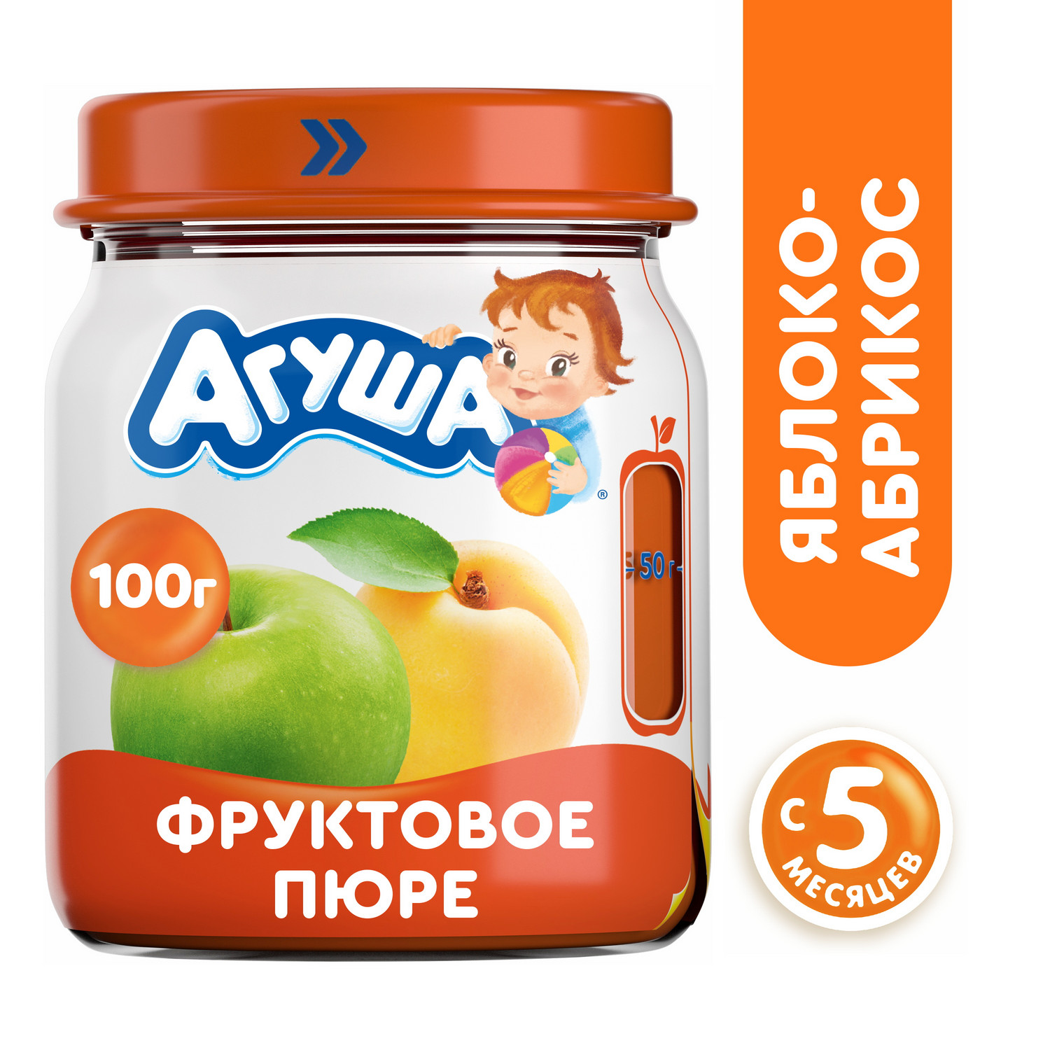 Пюре Агуша яблоко-абрикос 100г с 5месяцев - фото 1