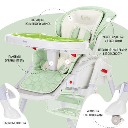 Стул-шезлонг для кормления Nuovita Tutela с тиснением Зеленый
