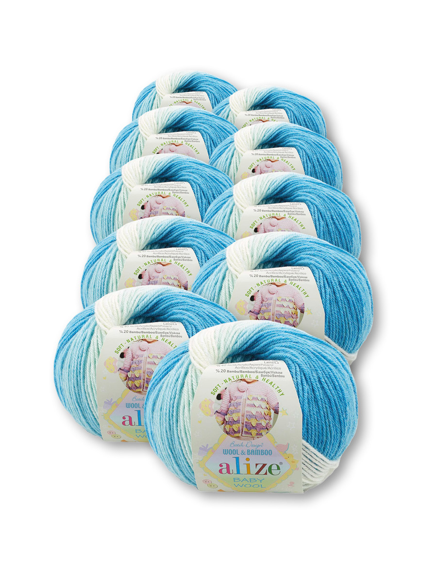 Пряжа для вязания Alize baby wool batik бамбук шерсть акрил 50 гр 175 м 2130 секционный 10 мотков - фото 4