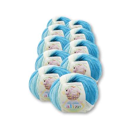 Пряжа для вязания Alize baby wool batik бамбук шерсть акрил 50 гр 175 м 2130 секционный 10 мотков