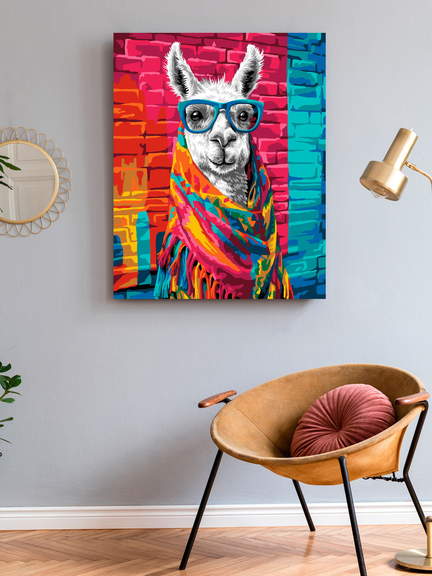 Картина по номерам Art on Canvas холст на подрамнике 40х50 см Стильная лама - фото 3