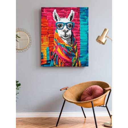 Картина по номерам Art on Canvas холст на подрамнике 40х50 см Стильная лама