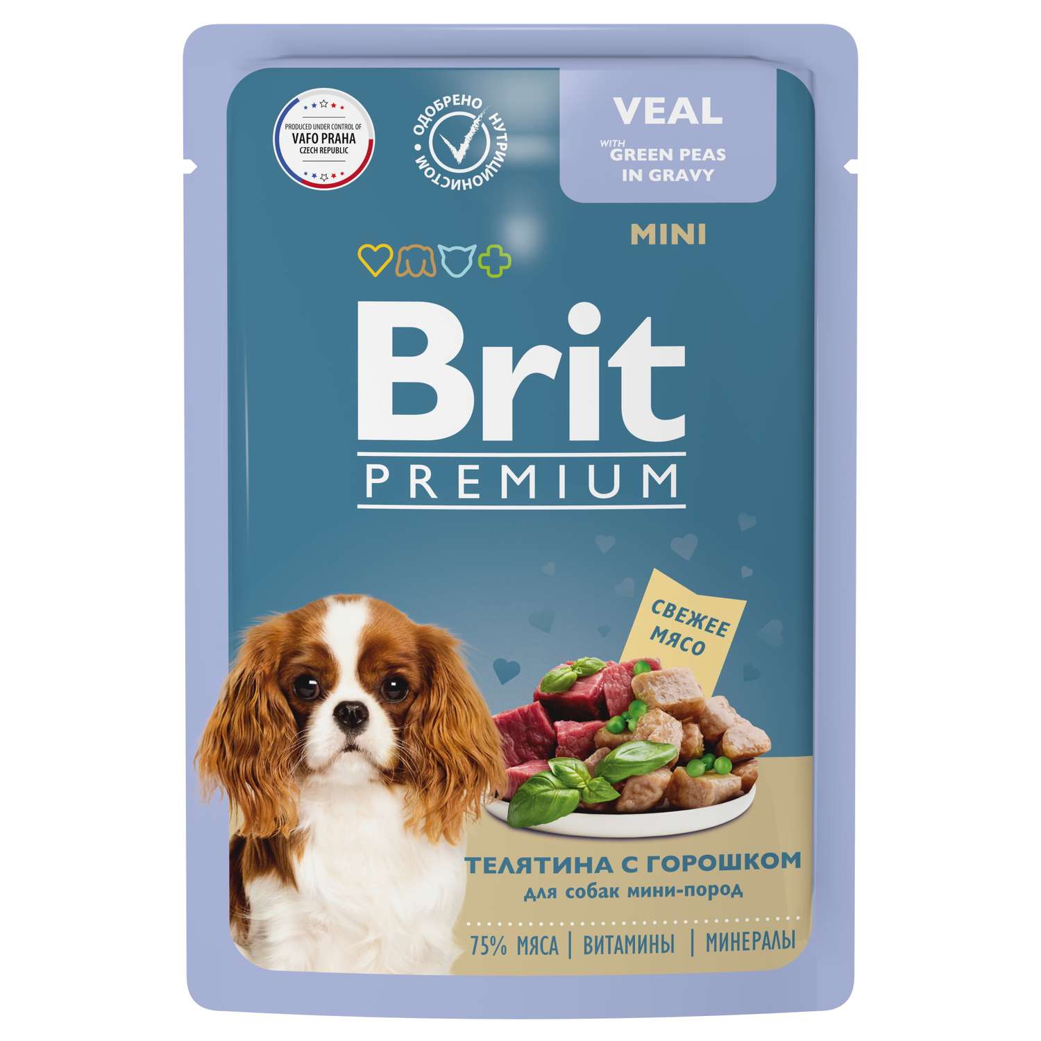 Корм для собак Brit 85г Premium Dog мини пород телятина с зеленым горошком в соусе - фото 1