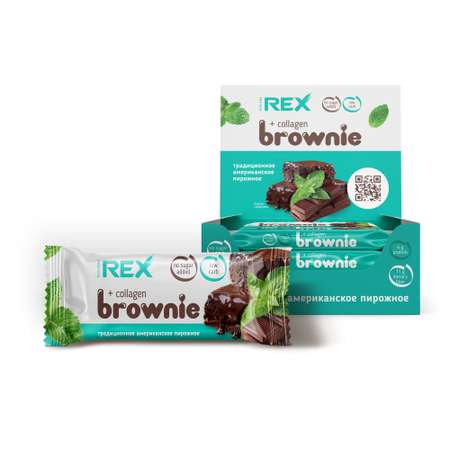 Протеиновые пирожные ProteinRex Brownie мятный с коллагеном 12шт