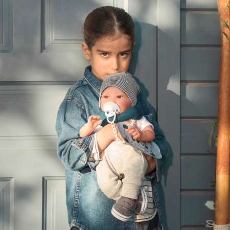 Кукла Antonio Juan Реборн младенец Пипо в сером 42 см мягконабивная 33235