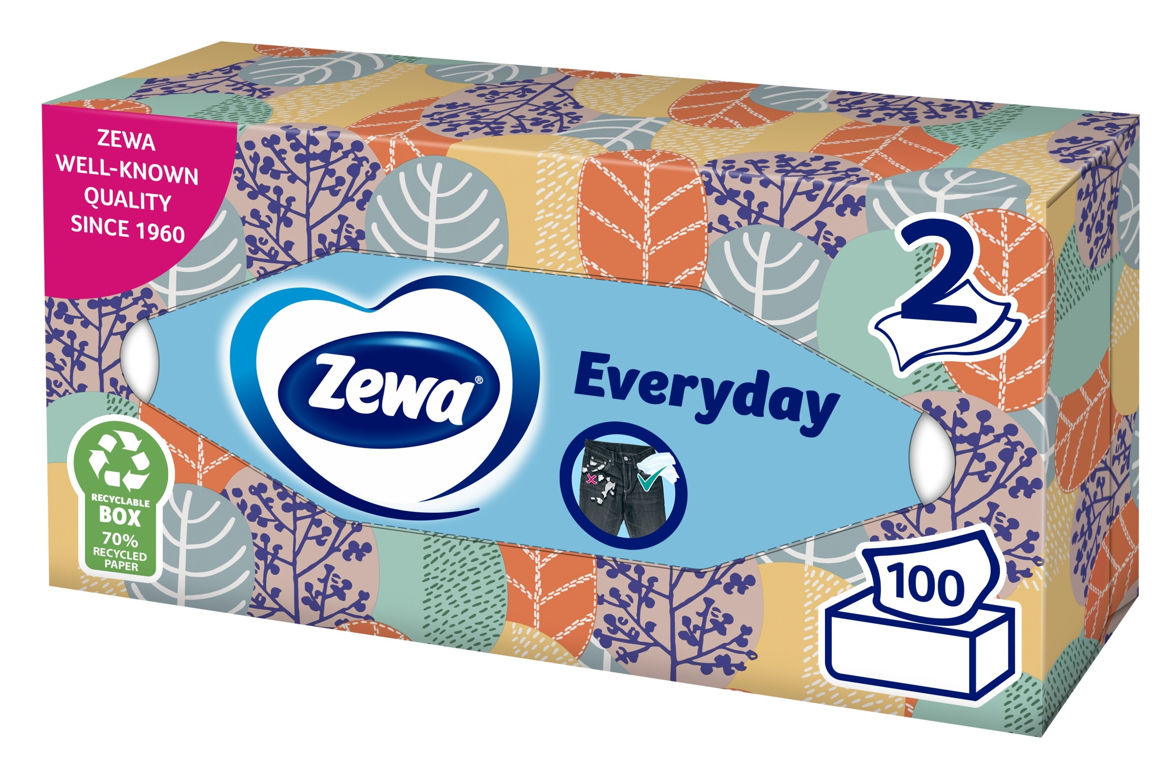 Салфетки Zewa Everyday для лица 2слоя 100л в ассортименте - фото 5