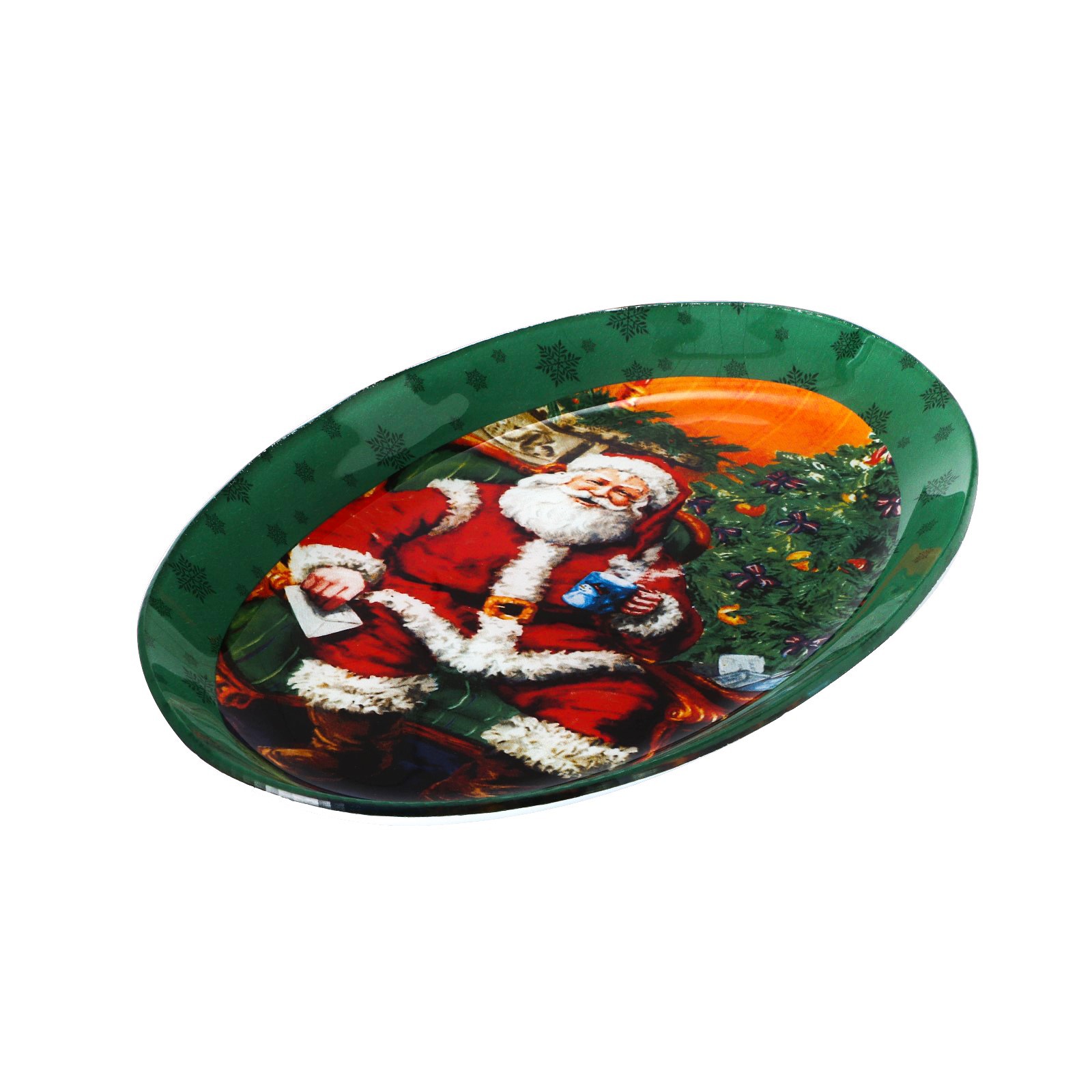 Блюдо Доляна стеклянное овальное «Счастливый Санта» 24 5×15 см - фото 2