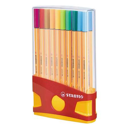 Ручка капиллярная STABILO point 88 20 цветов в пластиковом футляре ColorParade