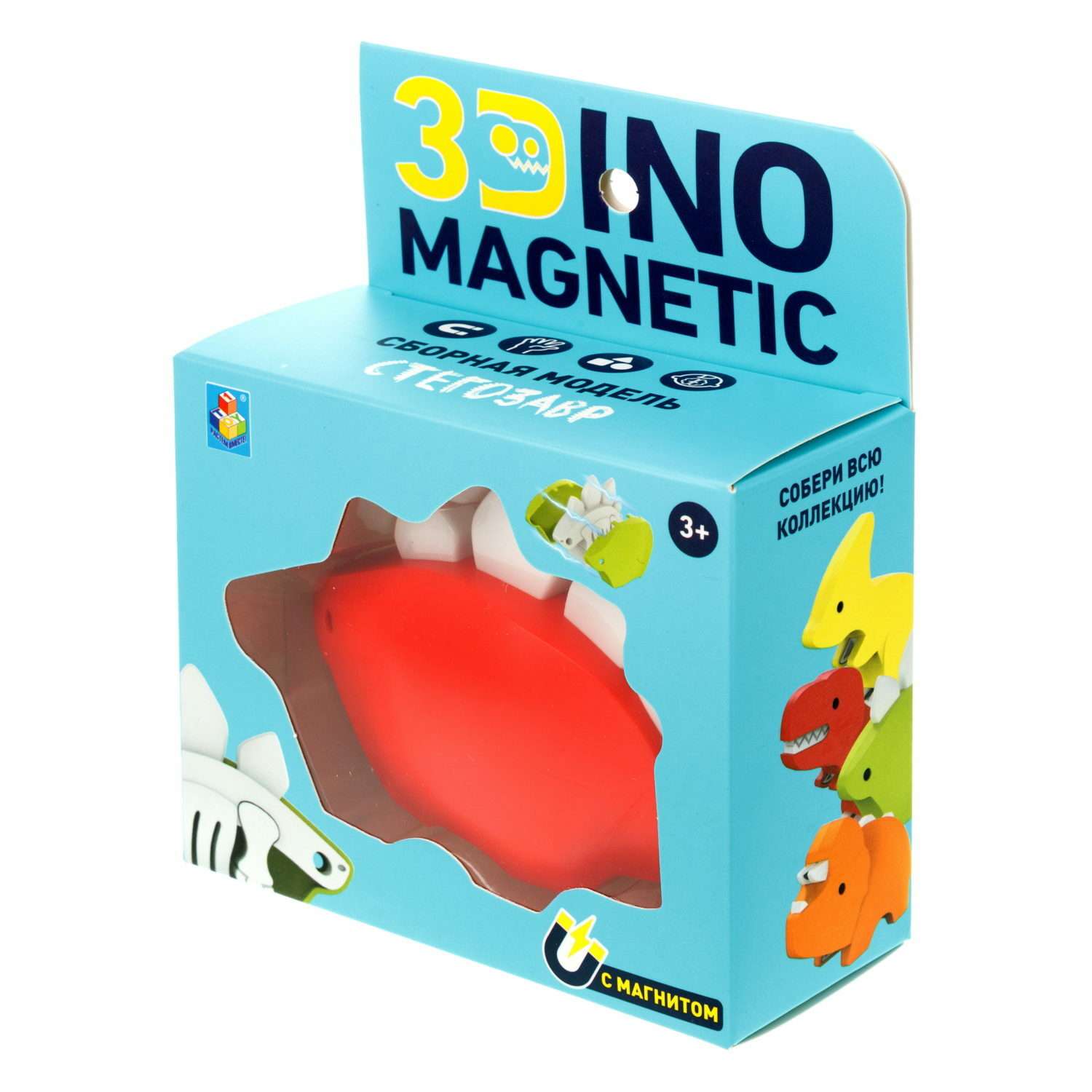 Сборная модель 1TOY 3Dino Magnetic Стегозавр красный - фото 10
