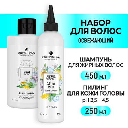 Косметический набор для жирных волос GREENNOVA освежающий Mint Tea 450+250 мл