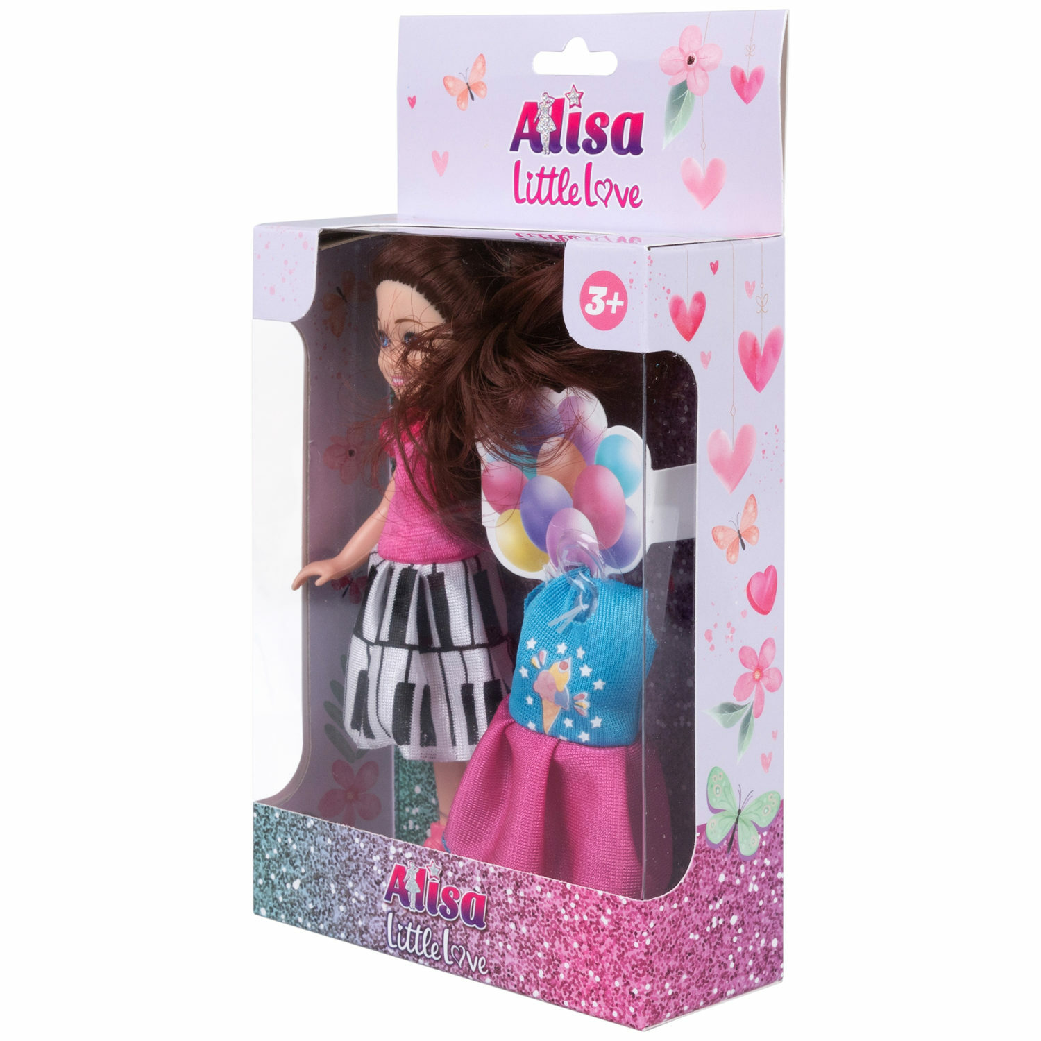 Кукла детская 1TOY Alisa Little Love брюнетка с длинными волосами с одеждой мини 14 см Т24374 - фото 5