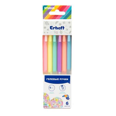 Ручки гелевые Erhaft Studio Pastel 6шт