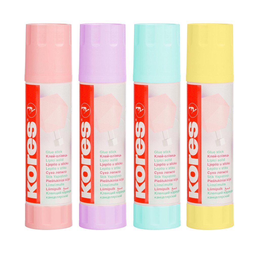 Клей-карандаш Kores 20г Pastel ассорти розовый желтый фиолетовый мятный 2 штуки - фото 3