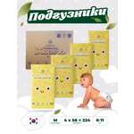 Подгузники SUPERGREEN Premium baby Diapers M размер 4 упаковки по 56 шт 6-11 кг ультрамягкие