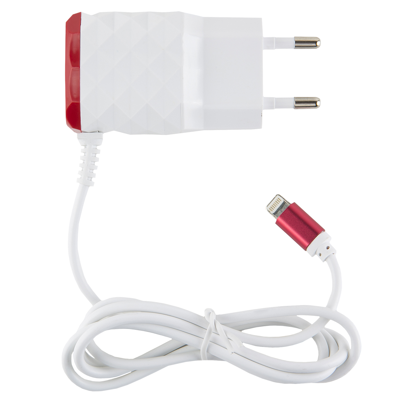 Зарядное устройство RedLine 2 USB+8pin для Apple модель NC-2.1AC 2.1A красный - фото 1