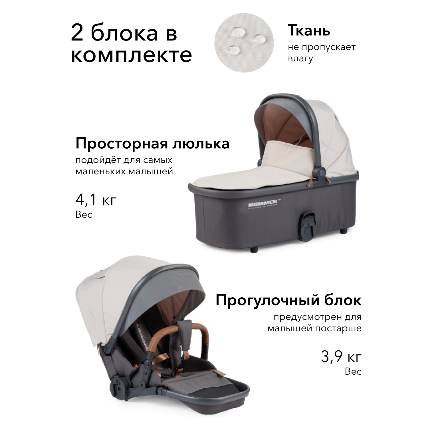 Коляска 2в1 Happy Baby Mommer Pro Beige - фото 3