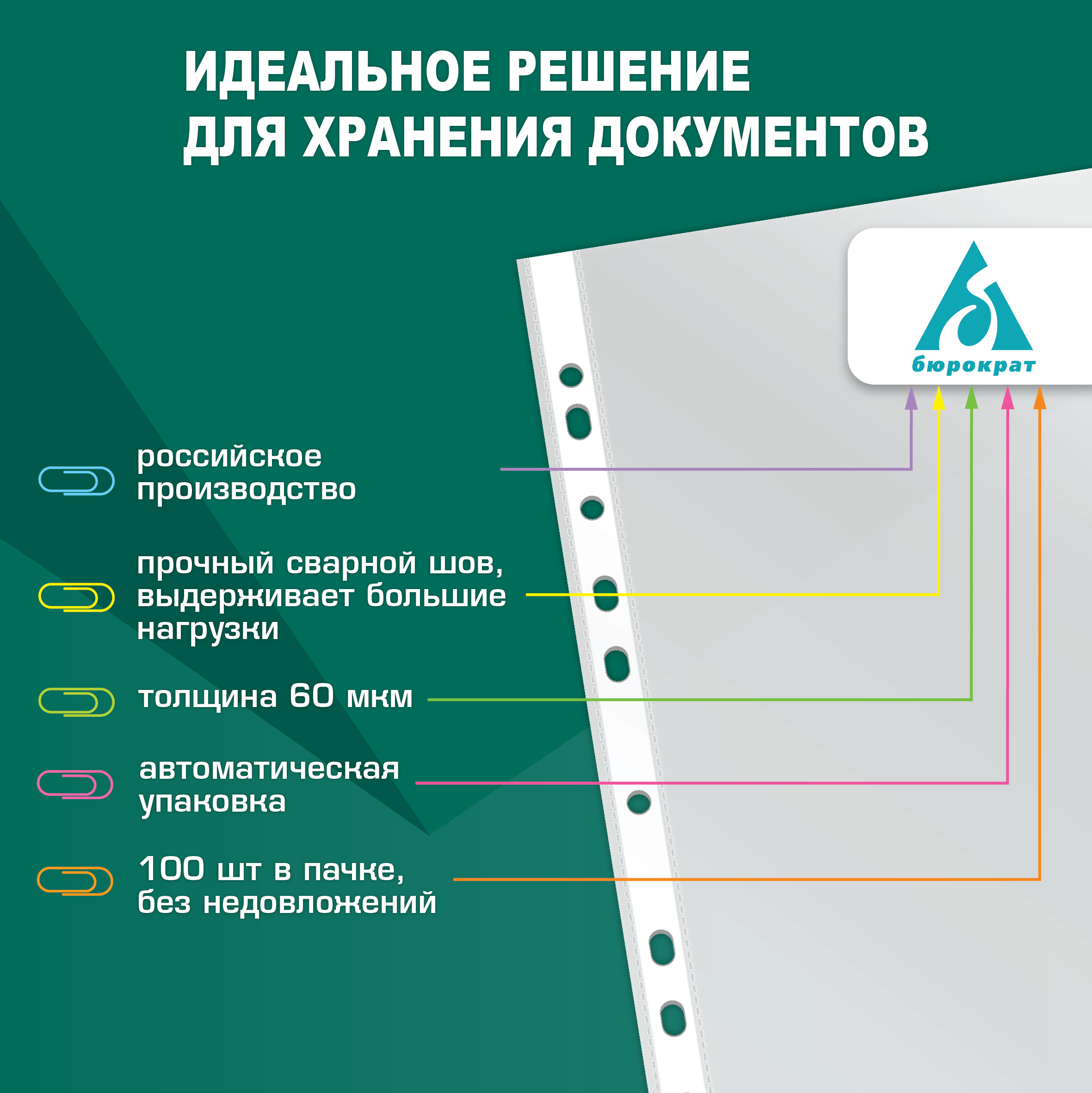 Файлы-вкладыши Бюрократ Супер люкс -060TSLUX А4+ упаковка 100 шт - фото 6