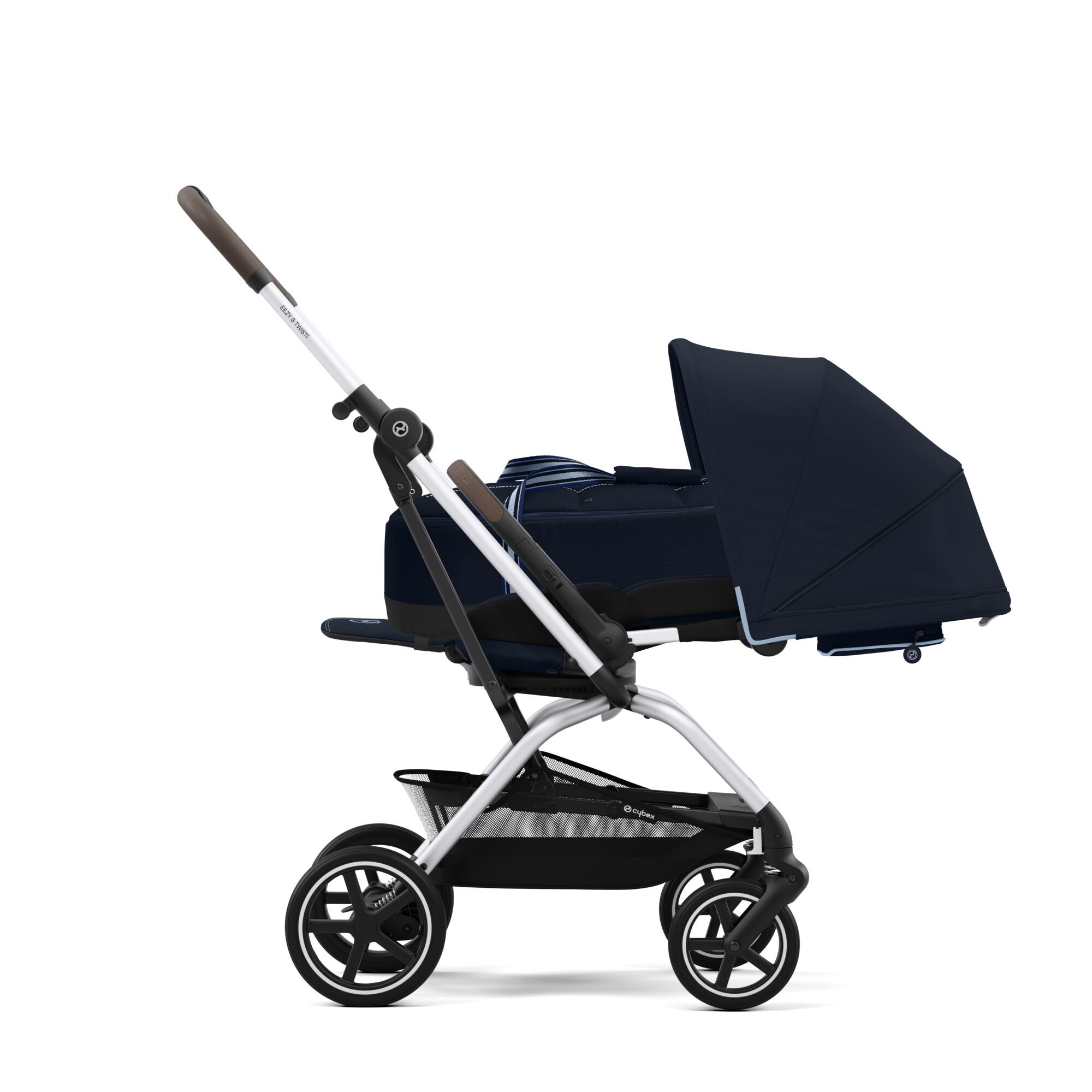 Коляская детская Cybex Eezy S Twist+ 2 SLV Ocean Blue с дождевиком и бампером - фото 5